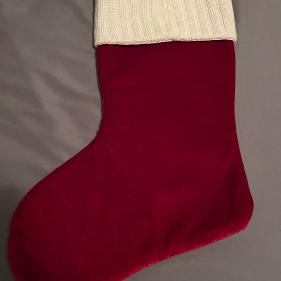 Red Holiday Stocking with White Snowflake Design - Picture 2 of 2